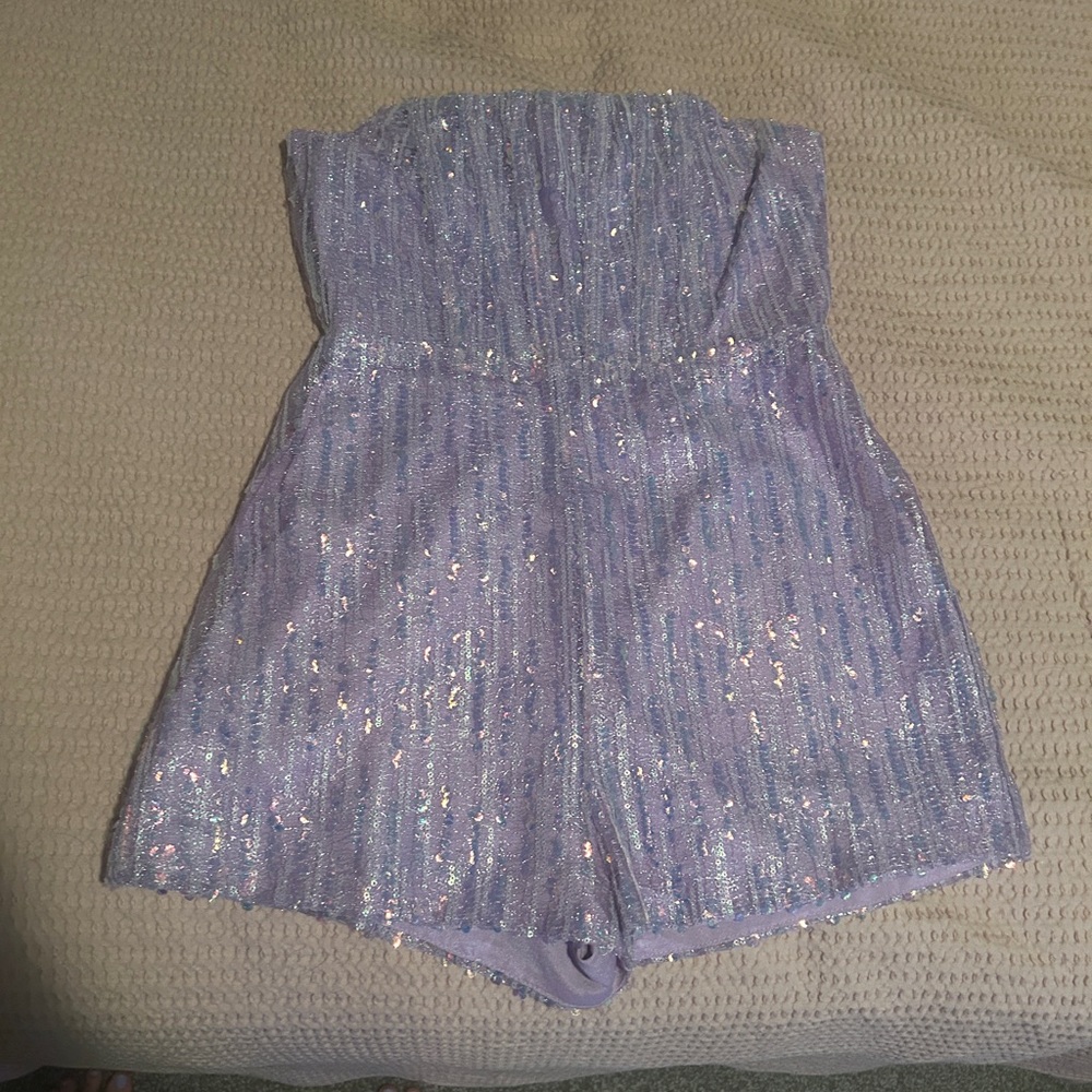 Strapless Lavender Sequin Romper